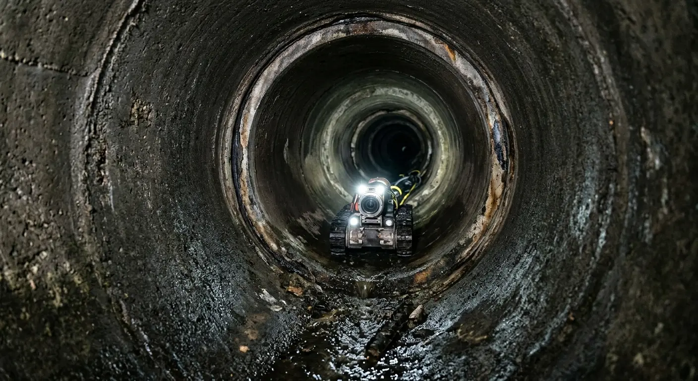 Robotic sewer camera inspecting pipe interior for Sewer Line Repair in Carolina Beach